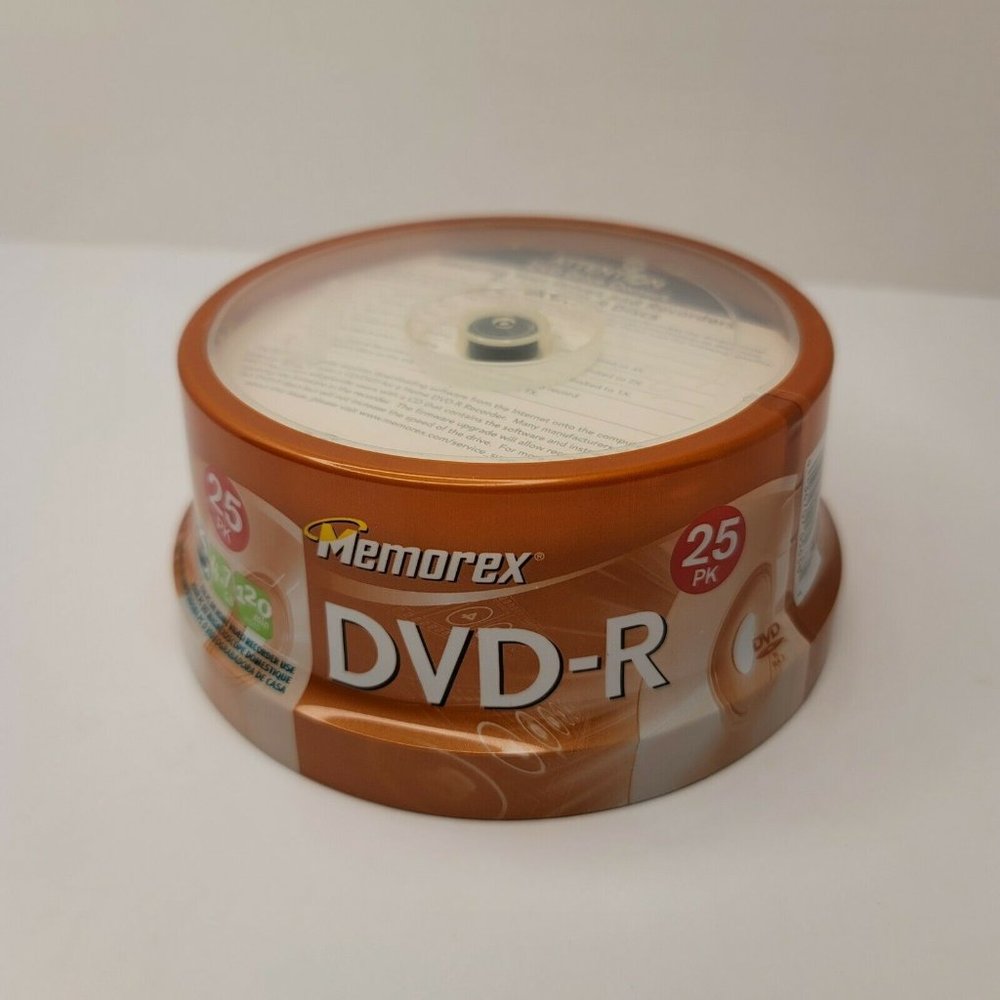 Genuine Memorex DVD-R Blank Recordable Discs 16X 4.7GB 120Min 25-Pack Spindle